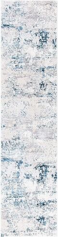 SAFAVIEH Amalfi Collection Runner Rug - 2' x 8', Cream & Navy, Modern Abstract Distressed Design, Non-Shedding & Easy Care, Ideal for High Traffic Areas in Living Room, Bedroom (AMF572C) in Saudi Arabia