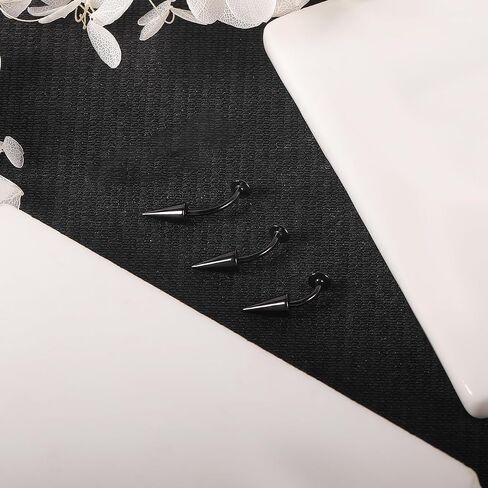 PunkTracker 12Pcs Flat Back Belly Button Ring Belly Rings Surgical Steel Belly Button Piercing Tiger Tooth Lip Rings Monroe Labret Studs Jewelry in Kuwait