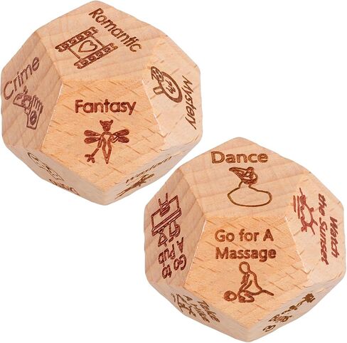 2PCS Date Night Dice for Couples, Valentine's Day Gifts for Husband Wife Boyfriend Girlfriend Him Her, 12-Side Date Night Ideas Wooden Activity Decision Dirty Dice, Bride Groom Gifts for Women Men in Saudi Arabia