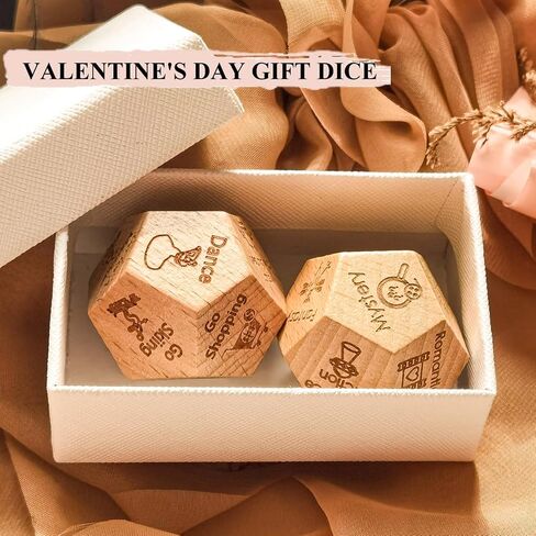 2PCS Date Night Dice for Couples, Valentine's Day Gifts for Husband Wife Boyfriend Girlfriend Him Her, 12-Side Date Night Ideas Wooden Activity Decision Dirty Dice, Bride Groom Gifts for Women Men in Saudi Arabia