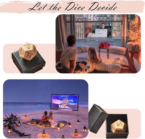 2PCS Date Night Dice for Couples, Valentine's Day Gifts for Husband Wife Boyfriend Girlfriend Him Her, 12-Side Date Night Ideas Wooden Activity Decision Dirty Dice, Bride Groom Gifts for Women Men in Saudi Arabia