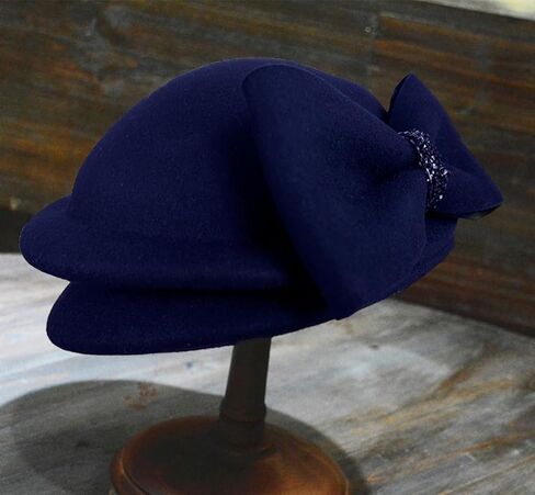 قبعة بولر كلاسيكية للنساء من ار زد تي ايه مصنوعة من الصوف بنسبة 100% مع غطاء من اللباد المنقوش، قبعة فيدوراس بتصميم كلاسيكي من فيدوراس الكنيسة Fascinator B1 - ابيض، مقاس واحد, أبيض, One Size in Kuwait