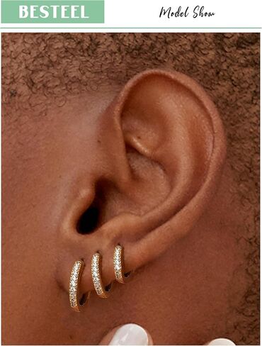 BESTEEL 5 Pairs Small Sterling Silver Hoop Earrings Set for Women Lightweight Tiny Huggie Hoops Silver Mini Cartilage Earrings Pack Hypoallergenic Ear Piercing in Saudi Arabia
