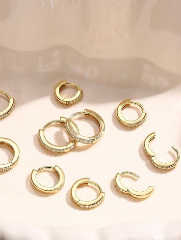 BESTEEL 5 Pairs Small Sterling Silver Hoop Earrings Set for Women Lightweight Tiny Huggie Hoops Silver Mini Cartilage Earrings Pack Hypoallergenic Ear Piercing in Saudi Arabia
