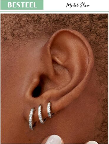 BESTEEL 5 Pairs Small Sterling Silver Hoop Earrings Set for Women Lightweight Tiny Huggie Hoops Silver Mini Cartilage Earrings Pack Hypoallergenic Ear Piercing in Saudi Arabia