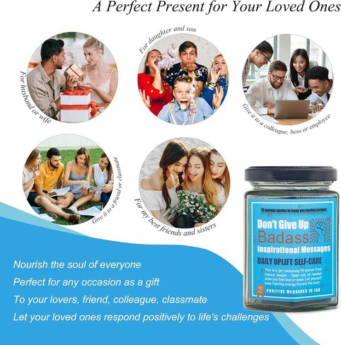 70 Positive Messages in a jar,Don't Give Up Badass Positive quotes,Inspirational,Affirmation Card,Gifts for women/men,Team Friends Colleagues Daughter Son, Employee appreciation,New Job Moving Gift. in Saudi Arabia