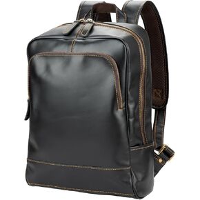 Leather Backpack for Men 15.6" Laptop Backpack 100% top-Grain Leather Madagascar Leather Backpack Brown Medium Size in Saudi Arabia