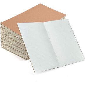Coopay 24 Pack Journal Notebooks Kraft Brown Cover Dot Grid Bullet Notebooks for Travelers Office Home School Business, A5 Size - 8.3 x 5.5 Inches, 60 Pages