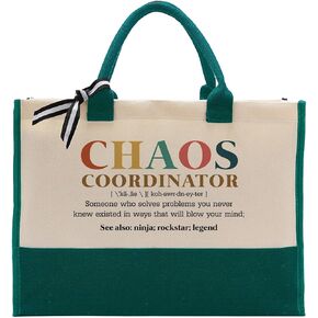 Canvas Tote Bag, Cotton Canvas Tote Bag, Chaos Coordinator Bag, Gifts for Boss Lady/Friend/Coworker/Teacher, Mom Birthday Gift, Canvas Tote Bags for Women, Womens Weekend Bag, Canvas Beach Bag B