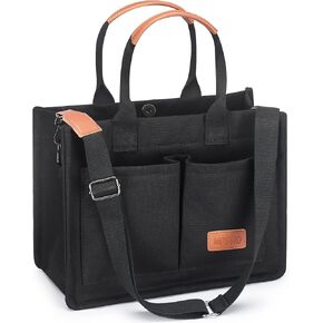 Mossio Large Canvas Tote Bag for Women with Pockets - Laptop Crossbody Work Tote Bag Everyday Bag Shoulder Purse Handbag