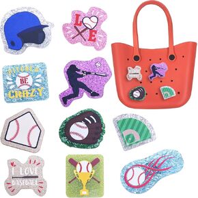 LParkin 10 PCS Bogg Charms for Tote Bags Accessories for Bogg Bag with Softball, Baseball, Sea Creatures, AKA