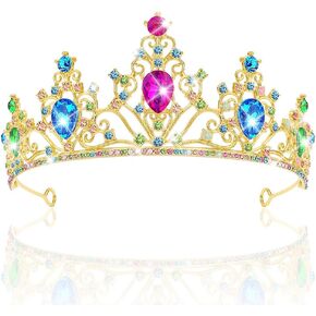 AHONEY Purple Gem Gold Tiara and Crown for Women, Crystal Mermaid Crown Rhinestone Princess Tiaras for Girls Rapunzel Crown for Wedding Birthday Prom Halloween Party in Kuwait