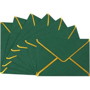 Keketer 50 Pack 5x7 Envelopes with Gold Border Green for Invitations, Self Adhesive A7 Envelopes for Greeting Cards Gift Cards, Invitation Envelopes for Wedding, Graduation, Baby Shower, Party