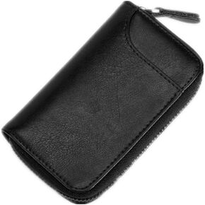 BAKUN Large Zipper Leather Car Key Case, Key Holder Key Organizer Wallet, With 16 Hooks(Black)