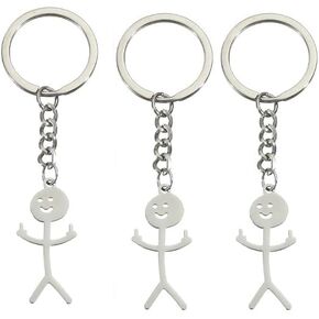 1Pc Silver Stainless Steel Funny Doodle Keychain Finger Pendant Keyring Long Distance Friendship Jewelry Gift for Men Women Convenient to Carry Keyrings, Keychains and Charms Accessories in Saudi Arabia