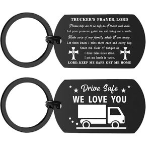 ENGZHI Truck Driver Gifts Trucker Keychain, Prayer Truck Driver Keychain for Husband Dad Birthday Christmas Fathers Day