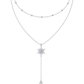 925 فضة الطبقات قلادة مزدوجة/ثلاثية متعددة الطبقات سلسلة طويلة إنفينيتي/دلاية شكل نجمة قلادة مجوهرات هدية للنساء in Kuwait
