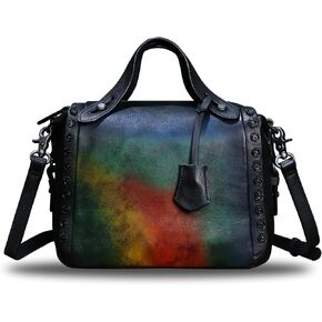 Genuine Leather Satchel Handbag for Women Retro Handmade Top Handle Crossbody Shoulder Bag Purses