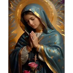 JFYHAB Jesus Diamond Painting Kit, Full Drill 5D Pray Virgin Mary Diamond Dots Arts Crafts Set Religious Belief Diamond Painting with Gem for Adult Beginner Virgin Mary Room Decor 12X16 inch