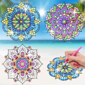 BSRESIN 5 Pcs Christmas Diamond Painting Window Clings, Window Stickers Diamond Art Kits for Xmas Home Decor, Diamond Painting Accessories, Diamond Art Kits Craft for Adults, Gifts