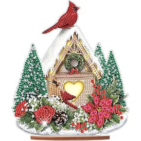 MVVMTOP 6.9x7.7inch Diamond Painting Kits DIY Bird's nest Tabletop Decoration 5D Special Shaped Artificial Diamond Christmas Decorations by Number Mosaic Arts Crafts for Home Office Tabletop Decor