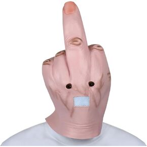 DS. DISTINCTIVE STYLE Middle Finger Mask Funny Halloween Head to Wear Latex Costume Mask for Cosplay, Party, Photo Props