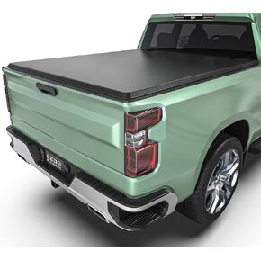 LEDKINGDOMUS Truck Bed Tonneau Cover FRP Hard Folding Fit for Chevy Silverado/GMC Sierra 1500 New Body Style 2019-2024 5.8ft Bed w/o Multi-Flex Tailgate, Enhanced Fiberglass Trifold Style