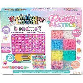Rainbow Loom® Pretty Pastels, Beadmoji, Bracelet Making Kit for Girls - Includes Speed Loom™ and Dual Hook for Twice The Fun - Create Personalized Bracelets, Ages 7+