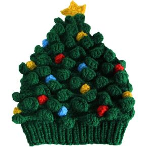 BIBITIME. Christmas Tree Star Beanie Knit Hat Colorful Knot Santa Cap Adult/Kid