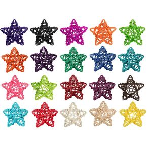 20 Pcs Star Shaped Rattan Balls Decoration, 2.36 Inch Star Shaped Vase Fillers Star Shaped Wicker Balls for Home Decor, Wedding Table (Random Color)