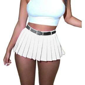 Joe Wenko Womens Mini Pleated Skirts Sexy Club Y2k High Waist Tennis Skater A-line Skirt