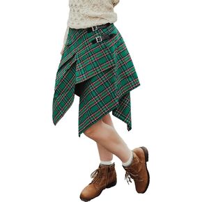 The Celtic Ranch Tartan Skirt, Women's Plaid Skirt with Pockets, Ladies' Scottish Skirts