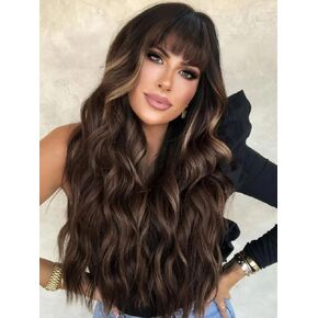 DDHAIR Grey Wigs with Bangs Long Curly Synthetic Wigs for Women Daily Cosplay Party Halloween Costume (Grey 20 Inches)