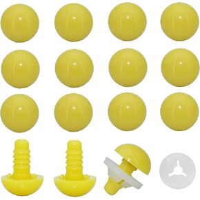 BESTCYC 1Box(50pcs) 10mm Yellow Plastic Safety Eyes Threaded Locked Designed Craft Eyes with Washers for DIY Making or Repair of Amigurumi Stuffed Animal,Doll,Toy, Crochet, Supplies