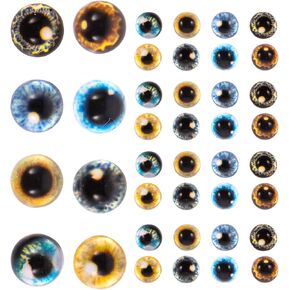 SEWACC 20mm Glass Eyes 40pcs Cat Eye Craft Animal Eye Glass Round Time Gem Cover for Art Doll Props and Halloween Crafts and DIY Jewelry Making Flat Back Eyes