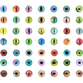 PATIKIL 6mm Dragon Eyes, 100 Pcs Round Glass Eyes Animals Crochet Eyes for Clay Doll Making Craft DIY Findings Jewelry Making, Mix Colors