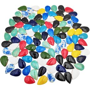 105PCS 1.1"x 0.7" Ceramic Raindrop DIY Mosaic Tiles, 1.1LB Mosaic Tile Pieces for Handmade Mosaic Making Kits Art Projects Home and Outdoor Decoration (White)