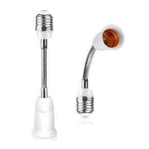 2 Pack Light Socket Extender - 9.5CM/3.7 Inch E26 Light Bulb Extension Socket E26 to E26 Standard Medium Base Light Bulb Adapter E26 Socket Extender (60W, 110-240V)
