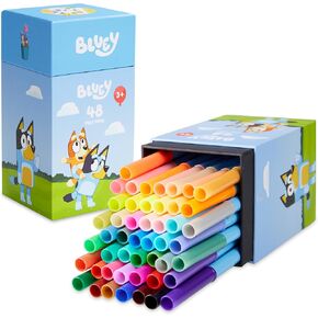 Bluey Colouring Pens for Kids 48 Piece Set Colouring for Kids Art Supplies Felt Tip Pens Washable Markers Gifts for Kids
