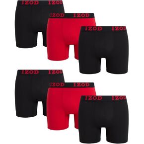 IZOD Men's Boxer Briefs - 6 Pack Soft Stretch Mens Underwear with Comfort pouch - Breathable Boxers for Men Pack (S-XL)