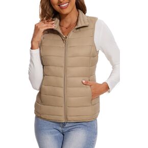 SMENG Women's Lightweight Quilted Puffer Vest Sleeveless Stand Collar Zip-Up Padded Outerwear Gilet