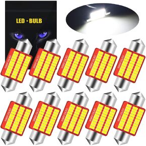 YEORO 6411 6418 LED Bulb Super Bright 36SMD 3014 Chips 39mm CANBUS Festoon 6413 6423 6461 DE3425 DE3423 7065 C5W LED Interior Dome Map Trunk Step Courtesy Lights.Xenon White.(10-Pack)