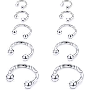 20G 18G 16G 14G 12G ASTM F136 Titanium Horseshoe Septum Nose Ring Piercing Jewelry Circular Barbell Helix Snug Tragus Rook Daith Cartilage Earring Lip Ring Hoop Piercing Jewelry for Women Men