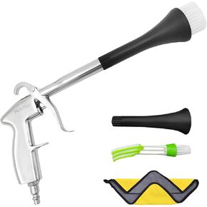 Car Cleaning Gun, High Pressure Air Blow Gun with Microfiber Cleaning Cloth Auto Detailing Brush & 2 Set Nozzle, Air Compressor Blower Gun for Vehicle, Car Accessories