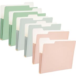 6-Pack Fashionable Color Decoration Folder, Additional Capacity to Expand Letter Size Folder, (9.5 x 11.75) 1/3 Cropped Label Office Supplies, Coffee Color