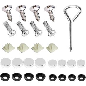 Anti Theft License Plate Screws, Car License Plate Bolts, M6 (1/4") Tamper Proof Screws with Chrome Screw Caps, Stainless Steel Bolts Fasteners Kits for Auto Front and Back License Plates