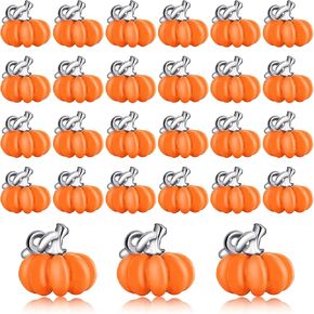 27 Pieces Fall Pumpkin Charms 3D Pumpkin Alloy Pendants DIY Halloween Charms Jewelry Making Accessory for Thanksgiving Earring Bracelet Necklace (Yellow, Khaki, Orange Pumpkin with White Topper)