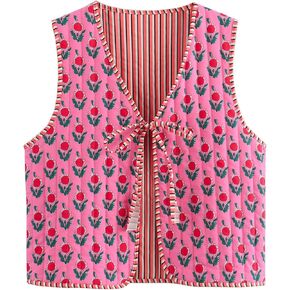 Y2K Coquette Vests Kawaii Women Floral Aesthetic Cottagecore Sweater Cutecore Fairycore Clothing Cute Japanese Tops