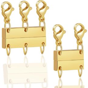 Necklace Layering Clasps Gold Necklace Separator for Layering Lightweight Necklace Stacker Clasp Multi Necklace Layering Clasp Layered Necklace Clasp for Women（Triple Buckle）