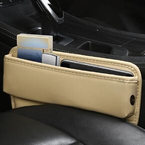 Car Seat Gap Filler Organizer, Leather Car Cup Holder Gap Bag, Adjustable Car Seat Gap Storage Box with Cup Holder, Car Seat Storage Organizer, Car Accessories for Glasses, Keys, Cards (Black)